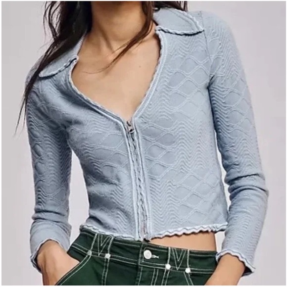 Anthropologie Sweaters - Anthropologie Light Blue Textured Cardigan